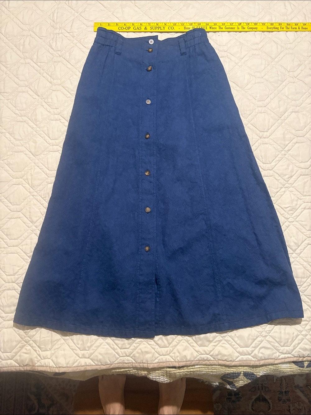 Susan Bristol VTG linen maxi skirt w/elastic cinch waist,pleats pockets